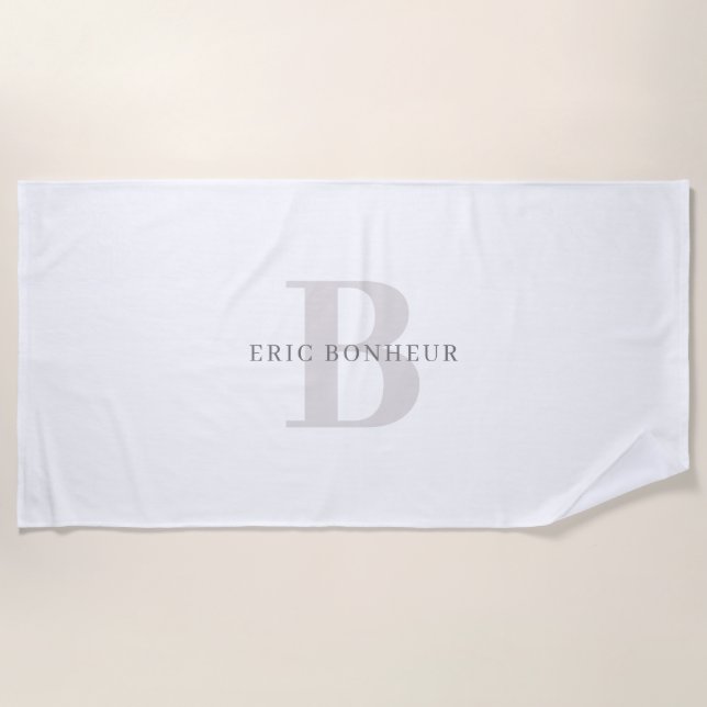 Serviette De Plage Nom moderne élégant et monogramme (Devant)