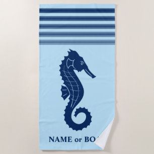 Serviette De Plage Nom ou nom du bateau Cheval de mer Poudre Bleu Bla