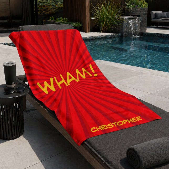 Serviette De Plage Nom personnalisé Art Pop Comic Rétro (Créateur téléchargé)