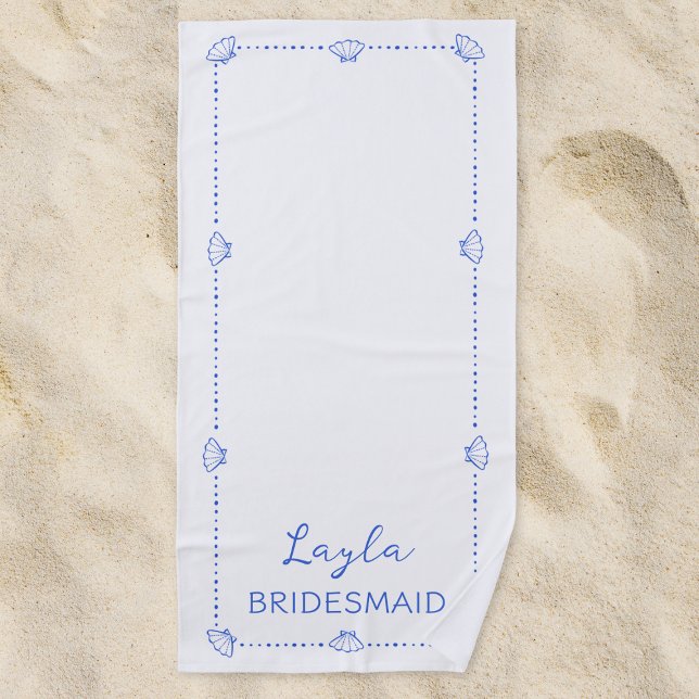 Serviette De Plage Nom Personnalisé Bridesmaid Coastal Main Drag Chic (Créateur téléchargé)