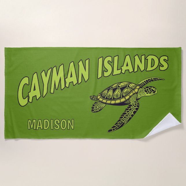 Serviette De Plage Nom personnalisé Cayman Islands Turtle (Devant)
