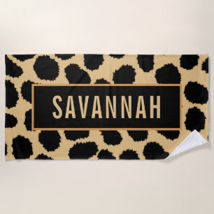 Serviette De Plage Nom personnalisé Cheetah Poster de animal Motif cl