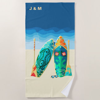 Serviette De Plage Nom personnalisé Chic Nautique
