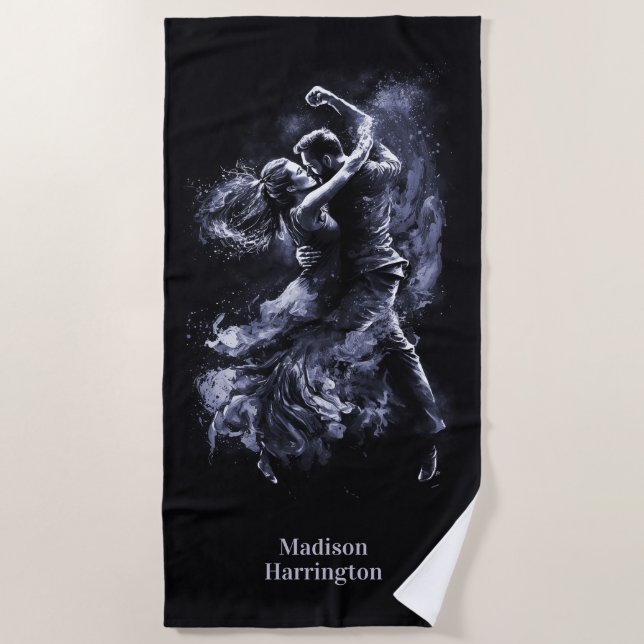Serviette De Plage Nom personnalisé Couple dansant (Devant)
