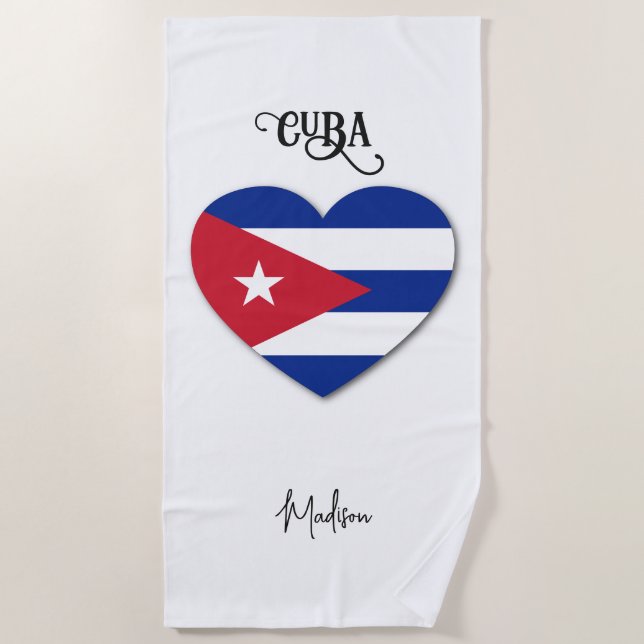 Serviette De Plage Nom personnalisé Cuba Love (Devant)