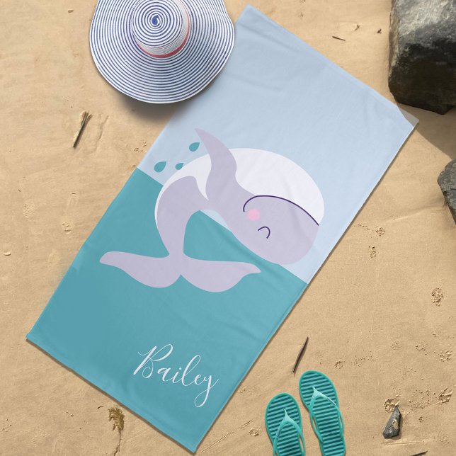 Serviette De Plage Nom personnalisé de la baleine à saute graphique t (Créateur téléchargé)