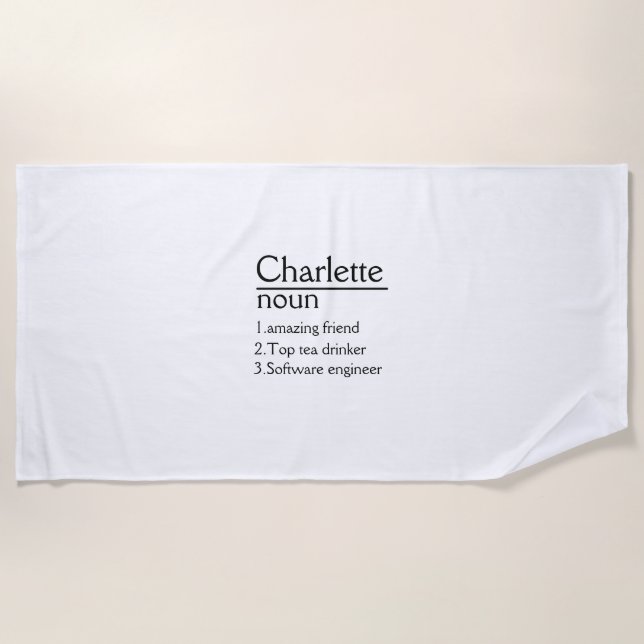 Serviette De Plage Nom personnalisé définition Plage Towel (Devant)