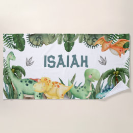 Serviette De Plage Nom personnalisé Dinosaur Beach Towel