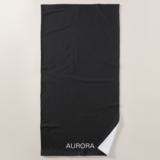 Serviette De Plage Nom personnalisé Elegant Jet Black - (Devant)