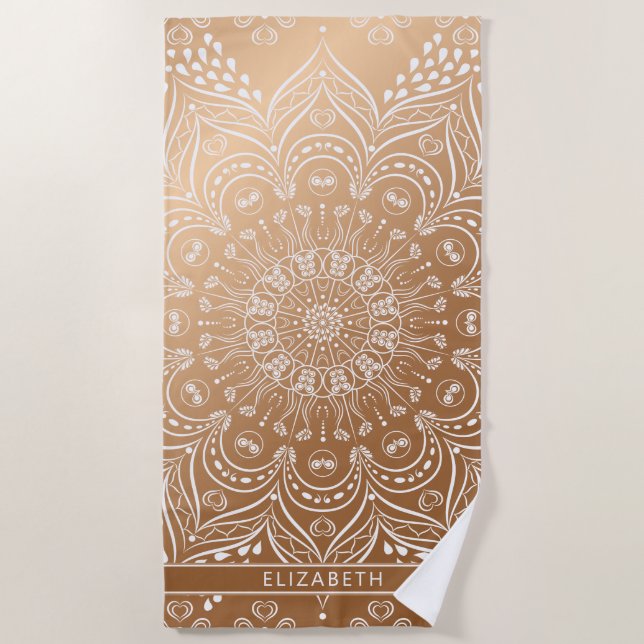 Serviette De Plage Nom personnalisé Elegant Mandala Girly (Devant)