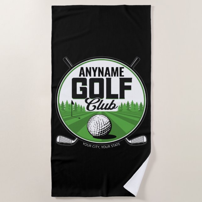 Serviette De Plage NOM personnalisé Golfing Pro Golf Club Player (Devant)