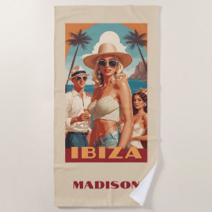 Serviette De Plage Nom personnalisé Ibiza, Espagne Poster de voyage