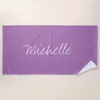 Serviette De Plage Nom personnalisé Lavande solide violet