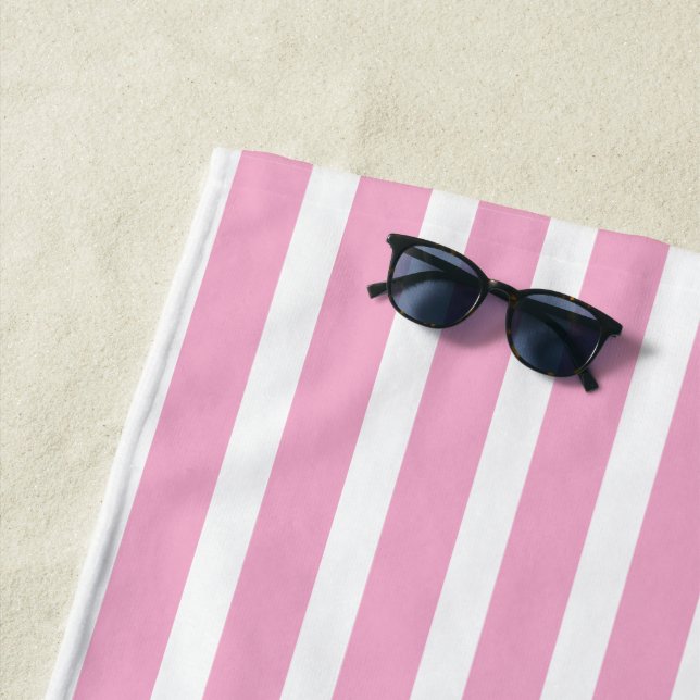 Serviette De Plage Nom personnalisé Mariée Rayure Rose | Cadeau d'Ent (En situation)