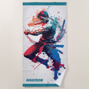Serviette De Plage Nom personnalisé Martial Arts