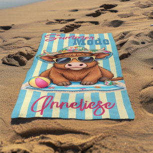 Serviette De Plage Nom personnalisé "Mode été" Conception de vacances