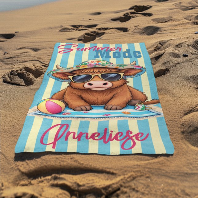 Serviette De Plage Nom personnalisé "Mode été" Conception de vacances (Créateur téléchargé)