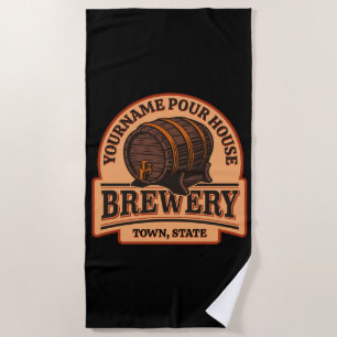 Serviette De Plage NOM PERSONNALISÉ Old Oak Barrel Beer Keg Brasserie