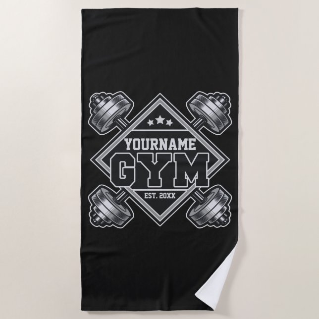 Serviette De Plage Nom personnalisé Poids Accueil Crossfit Gym (Devant)