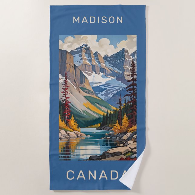 Serviette De Plage Nom personnalisé Poster de voyage Canada (Devant)