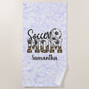 Serviette De Plage Nom personnalisé Soccer Maman Fête des mères