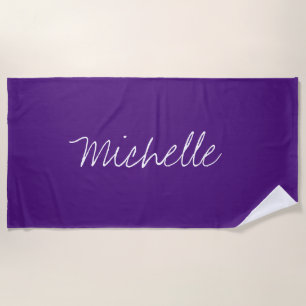 Serviette De Plage Nom personnalisé Solid Purple