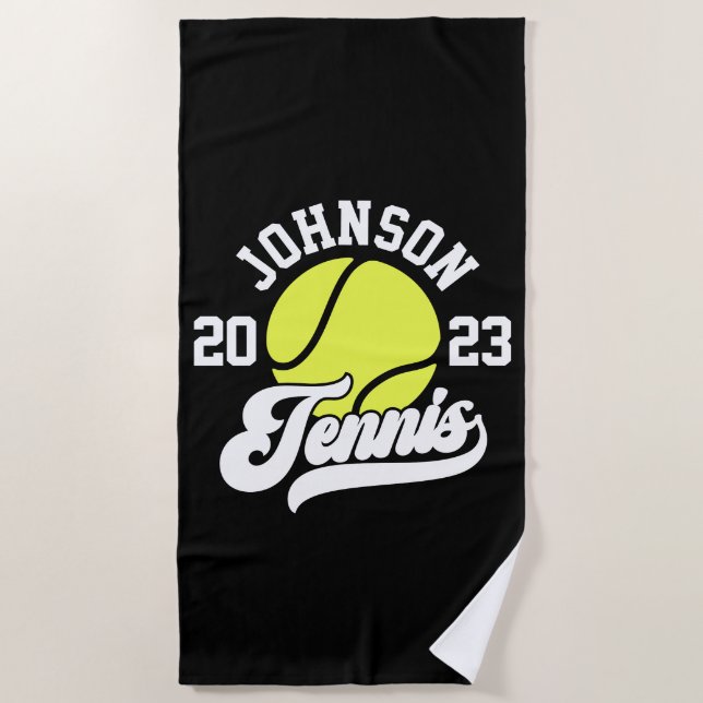 Serviette De Plage NOM Personnalisé Tennis Lecteur Racket Ball Court (Devant)