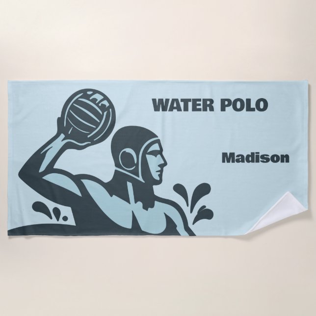 Serviette De Plage Nom personnalisé Water Polo (Devant)