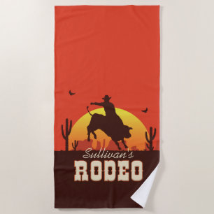 Serviette De Plage NOM Personnalisé Western Cowboy Bull Rider Rodeo