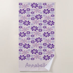 Serviette De Plage Nom Pink Indigo Doodle Fleur