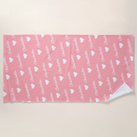 Nom Répétant rose pâle Script Heart Beach Towel