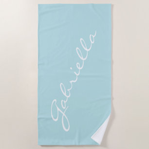 Serviette De Plage Nom simple minimaliste écriture manuscrite Aqua pa
