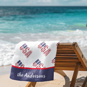 Serviette De Plage Nom, USA American Flag Stars & Stripes, Pool -