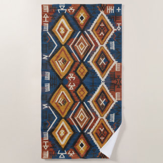Serviette De Plage Nomade Indigo Terrien – Patchwork Tribal Artisanal