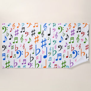 Serviette De Plage Nombreuses notes de musique colorée et Symboles Se