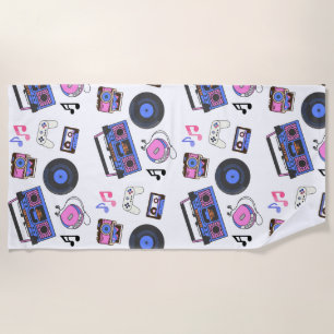 Serviette De Plage Nostalgie de la musique d'époque des années 1980