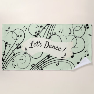 Serviette De Plage Notes de fantaisie Design de musique verte