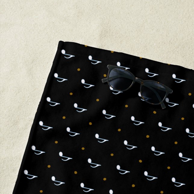 Serviette De Plage notes de musique en noir (En situation)