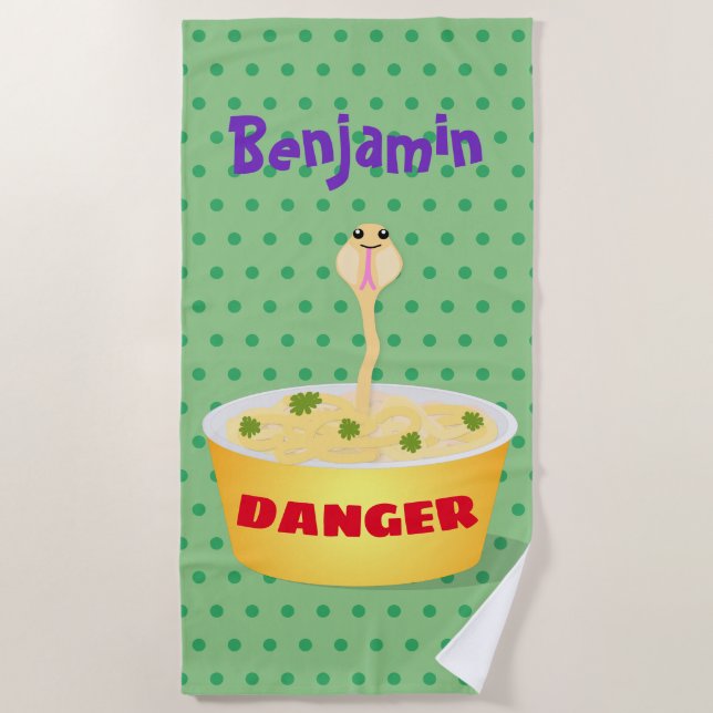 Serviette De Plage Nouilles amusantes humour serpent dessin de dessin (Devant)