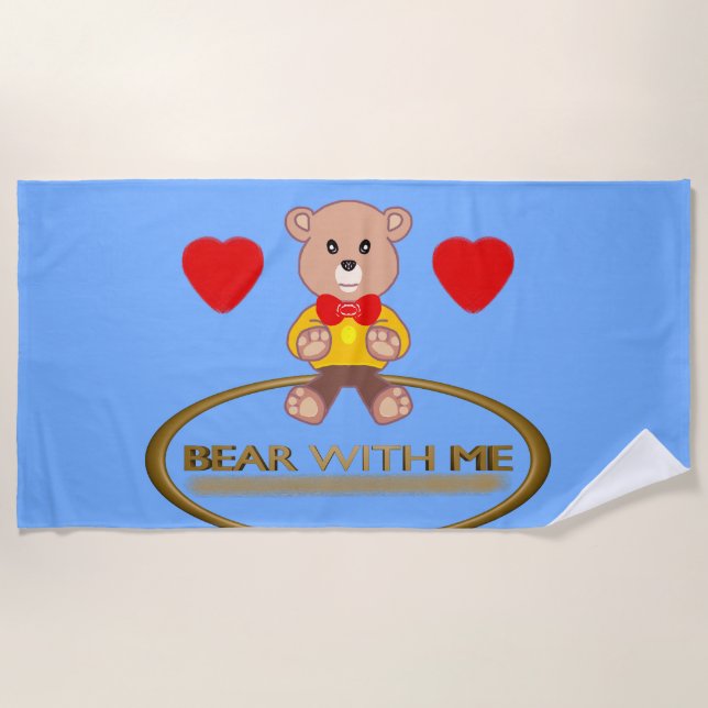 Serviette De Plage Nounours Bleu (Devant)