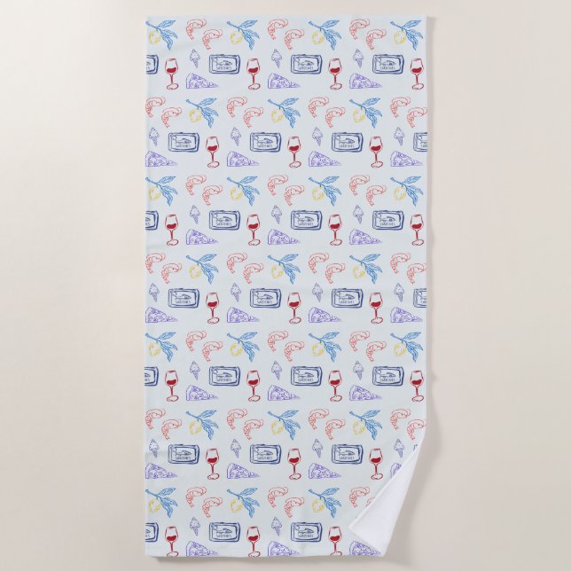Serviette De Plage Nourriture côtière italienne (Devant)