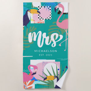 Serviette De Plage Nouvelle Mme Feuilles tropicales