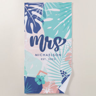 Serviette De Plage Nouvelle Mme Feuilles Tropicales