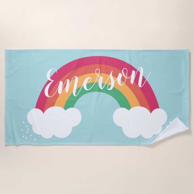 Serviette De Plage Nuage Arc-en-Ciel Mignon Moderne Enfants (Devant)
