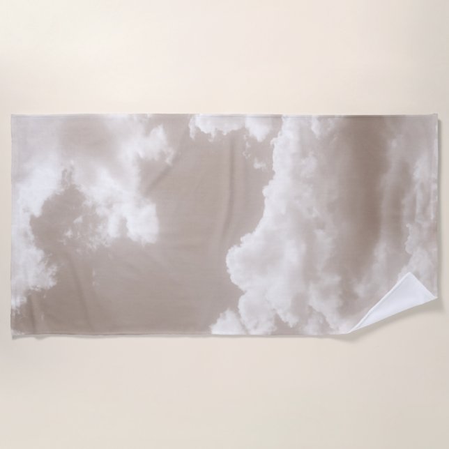 Serviette De Plage Nuages beiges doux 5 #nuages #art (Devant)
