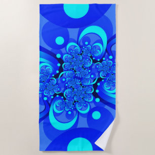 Serviette De Plage Nuances de bleu Art fractal abstrait moderne