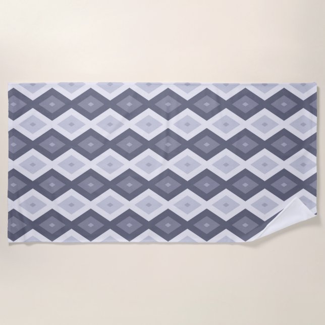 Serviette De Plage Nuances de bleu gris motif diamant (Devant)
