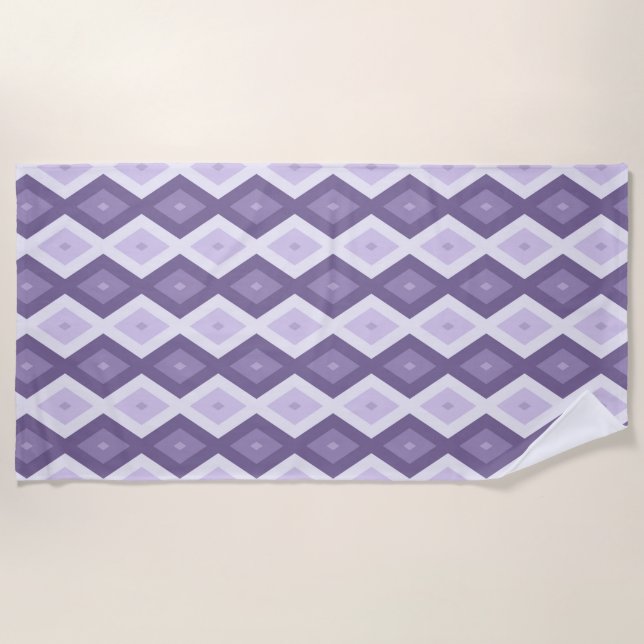 Serviette De Plage Nuances de lavande motif diamant (Devant)