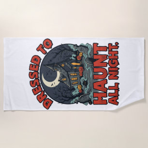 Serviette De Plage Nuit de costume de cimetière ensorcelé d'Halloween