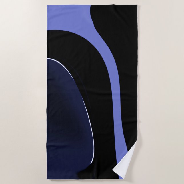 Serviette De Plage Nuit de la Comète : Bleu Abstrait, Violet & Noir (Devant)